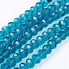 Faceted Dark Cyan Handmade Glass Rondelle Beads X-GR10MMY-69-1