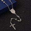 Non-Tarnish Crucifix Cross Stainless Steel Rosary Bead Necklaces X-NJEW-O096-27-2