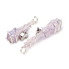 2Pcs Electroplated Natural Quartz Crystal Dyed Copper Wire Wrapped Pendants PALLOY-JF03164-02-2