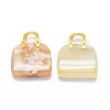 Natural Cherry Blossom Agate Brass Pendants KK-E274-01G-03-2