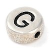 925 Sterling Silver Flat Round with Letter Beads STER-G044-01AS-G-2