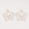 Rack Plating Alloy Open Back Bezel Pendants PALLOY-R099-31RG-FF-1
