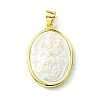 Rack Plating Brass Pave Natural Shell Pendants KK-A204-01C-03G-1