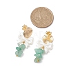 Natural Green Aventurine Chip & Bowknot ABS Imitation Pearl Dangle Earrings EJEW-JE05894-3
