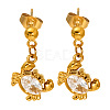 Ocean 304 Stainless Steel Pave Clear Cubic Zirconia Stud Dangle Earrings for Women WG7B930-03-2