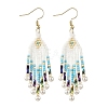 304 Stainless Steel Glass Seed Beads Arrow Dangle Earrings EJEW-MZ00554-01-3