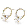 Brass Micro Pave Clear Cubic Zirconia Stud Earring EJEW-N019-003-NF-1