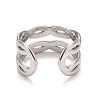 304 Stainless Steel Hollow Chunky Open Cuff Ring for Women RJEW-A005-40P-3