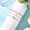 304 Stainless Steel Heart & Natural Labradorite Nuggets Link Chain 3 Layer Stackable Necklaces BJEW-JB12459-02-4