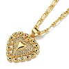 Brass Micro Pave Colorful Cubic Zirconia Peach Heart Pendant Necklaces for Women NJEW-Q346-01G-03-1