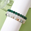 3Pcs 3 Styles Natural Mixed Gemstone Round Beaded Stretch Bracelets Set BJEW-JB10139-02-3