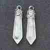 Bullet Natural Quartz Crystal Pointed Pendants G-E332-C28-1