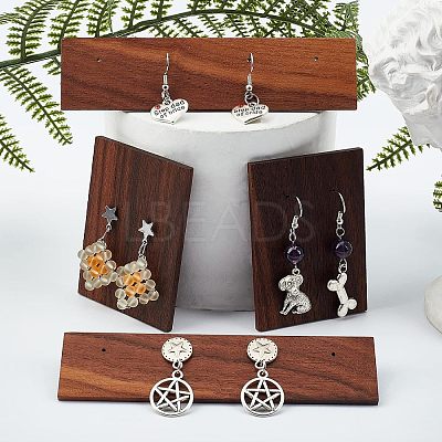 4Pcs 2 Style Black Walnut Earring Display Stand EDIS-FG0001-45-1