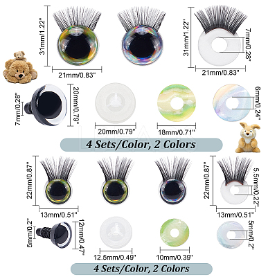 16 Sets 4 Style Plastic Doll Eye & Eyelashes DOLL-PH0001-33-1