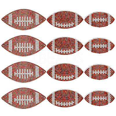 12Pcs 3 Styles Sports Theme Resin Rhinestone Iron on/Sew on Cloth Patches DIY-OC0015-19-1