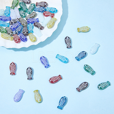 60Pcs Painted Glass Beads GLAA-SC0003-28-1