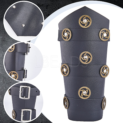 Adjustable PU Leather Cuff Wristband for Bikers AJEW-WH0415-25B-1