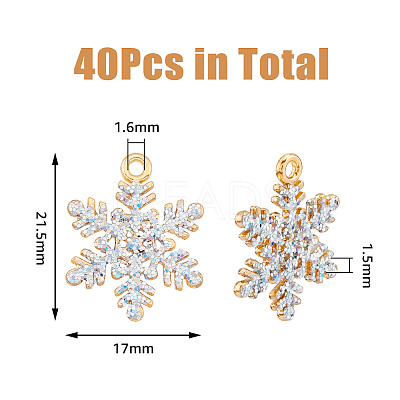 40Pcs Alloy Rhinestone Pendants ALRI-DC0001-06-1