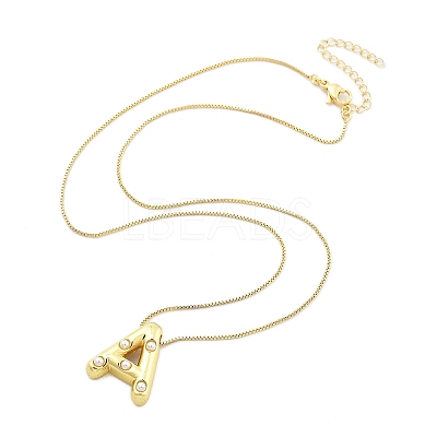 Brass & Plastic Pearl Letter Pendant Box Chain Necklaces for Women NJEW-U017-01G-01-1