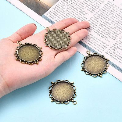 Vintage Tibetan Style Alloy Pendant Cabochon Settings X-TIBEP-M018-92AB-NF-1