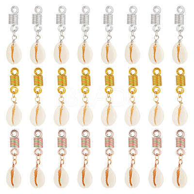 Cowrie Shell Braiding Hair Pendants Decoration OHAR-AB00017-1