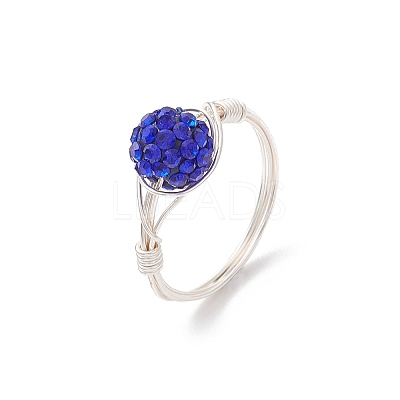 Handmade Polymer Clay Rhinestone Finger Rings for Women RJEW-JR00920-01-1