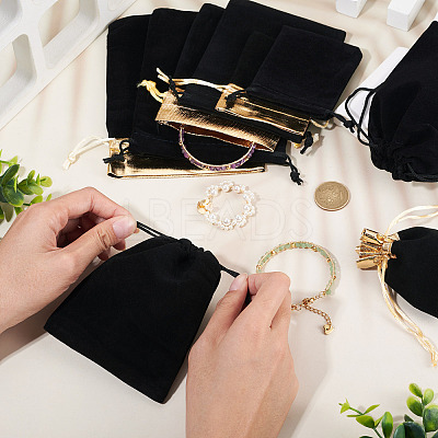 24Pcs 6 Styles Rectangle Velvet Jewelry Drawstring Bags TP-TA0001-08-1