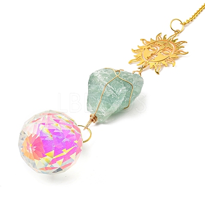 Wire Wrapped Nuggets Natural Fluorite Pendant Decorations HJEW-C008-03E-G-1