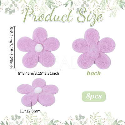 8Pcs Daisy Flower Wool Felt Fabric Costume Accessories AJEW-PH0008-82C-1