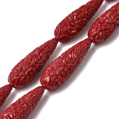 Synthetic Coral Carved Beads Strands CORA-C003-09A-02-1