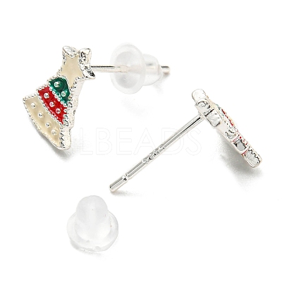 Christmas Theme Brass Stud Earrings LS-EJEW-D062-01E-S-1