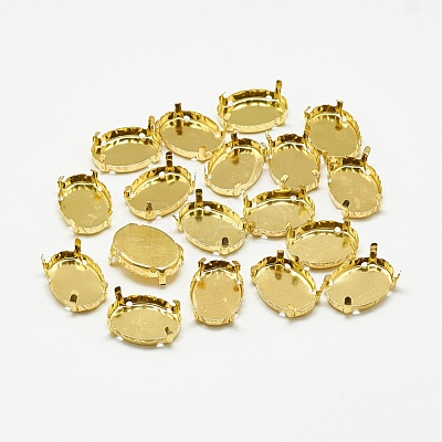 201 Stainless Steel Sew on Prong Settings STAS-T032-03G-6x8mm-1