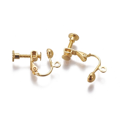 Rack Plated Brass Screw Clip-on Earring Findings KK-P169-04G-1