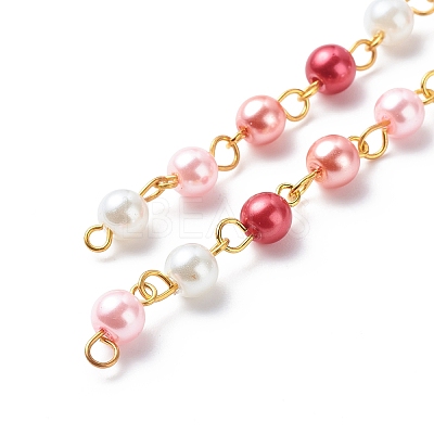 Handmade Glass Pearl Round Beaded Chains AJEW-SZ0002-40F-1