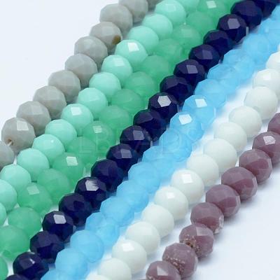 Faceted Rondelle Glass Beads Strands GLAA-I033-4mm-M-1