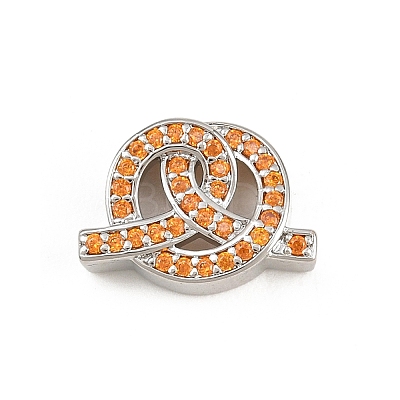 Brass Micro Pave Orange Cubic Zirconia Beads CU-CBAD306-22P-1
