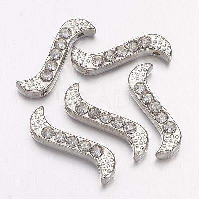 Alloy S-Shape Rhinestone Spacers Bars ALRI-H003-1-1
