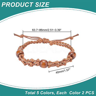 10Pcs 5 Colors Braided Nylon Cord Macrame Pouch Bracelet Making BJEW-PH0004-16-1