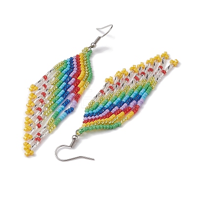 Boho 304 Stainless Steel with Glass Dangle Stud Earring EJEW-MZ00177-1