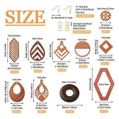 DIY Walnut Wood Hollow Geometric Dangle Earrings Making Kit DIY-TA0009-18-1