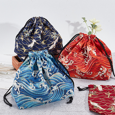4Pcs 4 Colors Polycotton Bags ABAG-NB0001-51-1