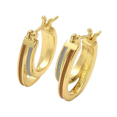 Two-layer Oval Brass Enamel Hoop Earrings EJEW-S252-03C-G-1