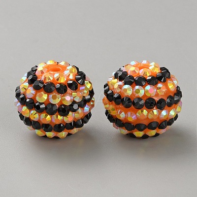 Halloween Theme Resin Rhinestone Beads RB-WH0003-08O-1