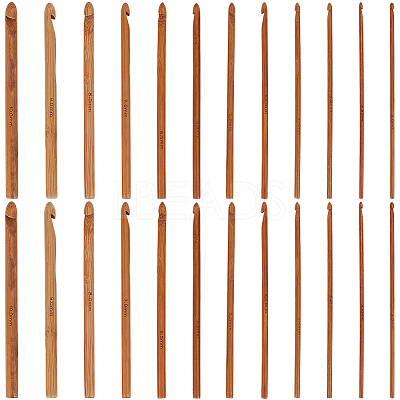 24Pcs Carbonized Bamboo Knitting Needles TOOL-CL0001-10-1