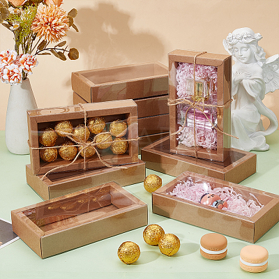 Cardboard Drawer Gift Storage Boxes with Clear Cover CON-WH0092-72C-03-1