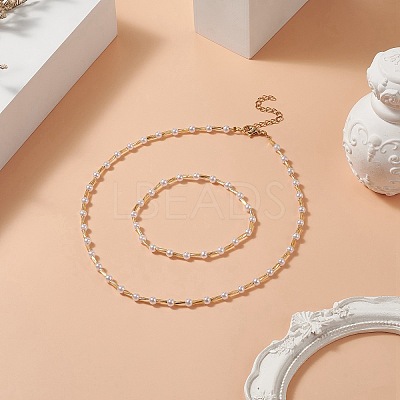 Bead Stretch Bracelets and Beaded Necklace Sets for Women SJEW-JS01275-01-1