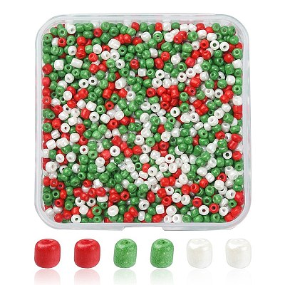 55.5G 3 Colors Baking Paint Glass Seed Beads SEED-YW0002-27-1
