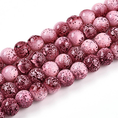 Transparent Baking Paint Glass Beads Strands DGLA-N009-8mm-03-1