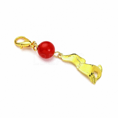 6Pcs Brass Puppy Pendant Decorations HJEW-JM04364-1