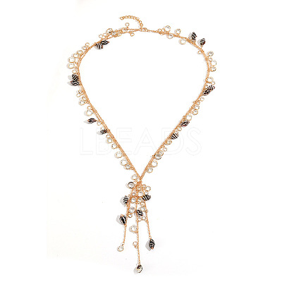 Alloy Resin Shell Shape Tassel Necklaces for Women WG893B9-01-1
